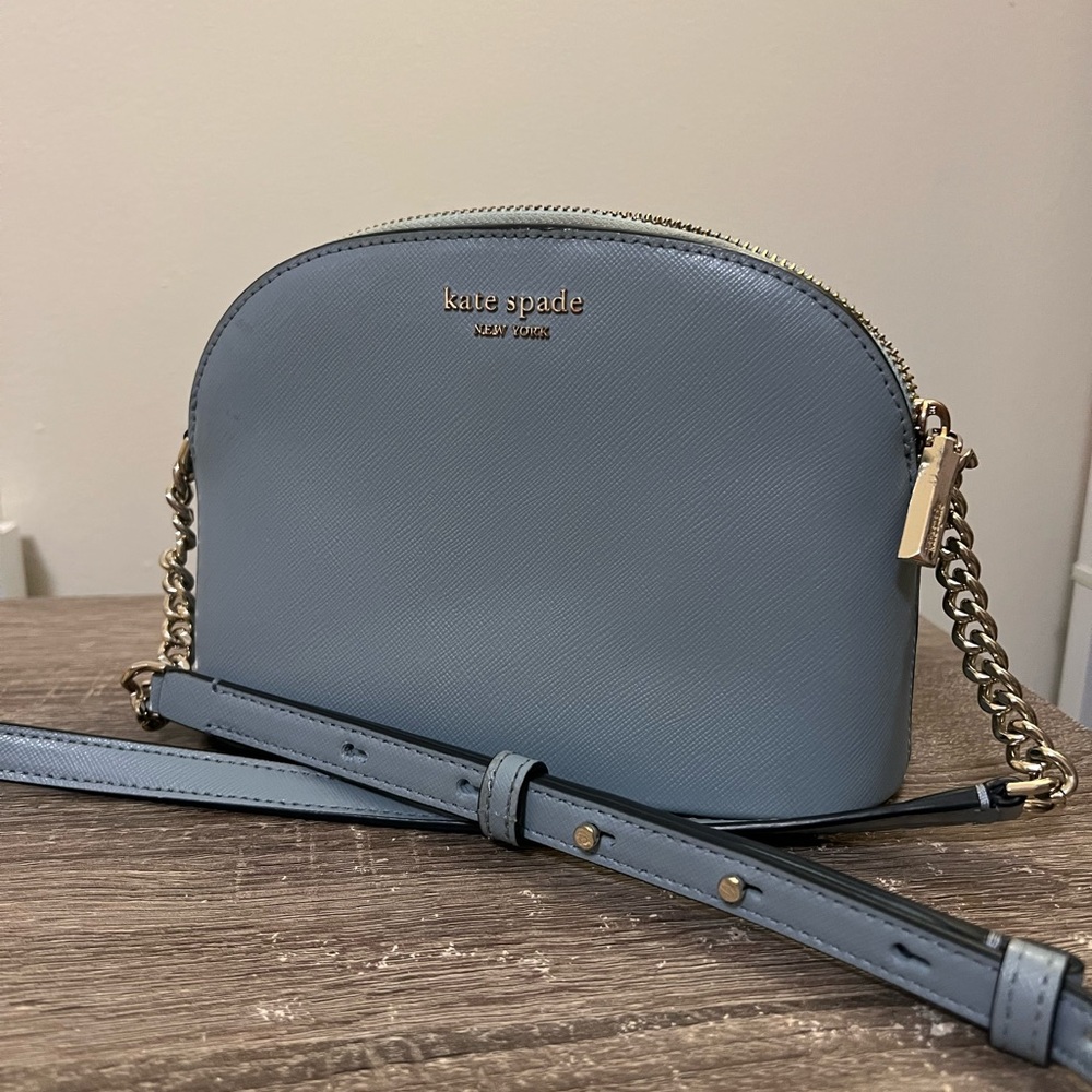 Kate Spade Light Blue Leather Sylvia Dome Small Crossbody Purse
